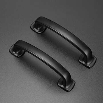 Ravinte Arch Cabinet Pulls Solid 10 Pack 3 Inch Matte Black Kitchen Cabinet Handles Flat Square Foot...