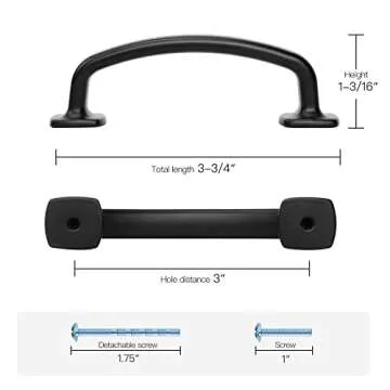 Ravinte Arch Cabinet Pulls Solid 10 Pack 3 Inch Matte Black Kitchen Cabinet Handles Flat Square Foot Curved Drawer Pulls Hardware for Kitchen Cabinet