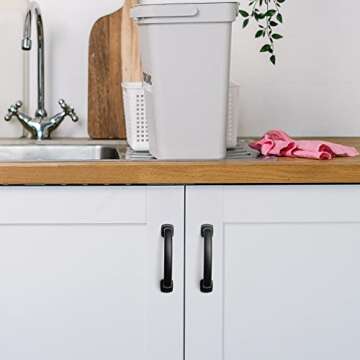 Ravinte Arch Cabinet Pulls Solid 10 Pack 3 Inch Matte Black Kitchen Cabinet Handles Flat Square Foot Curved Drawer Pulls Hardware for Kitchen Cabinet