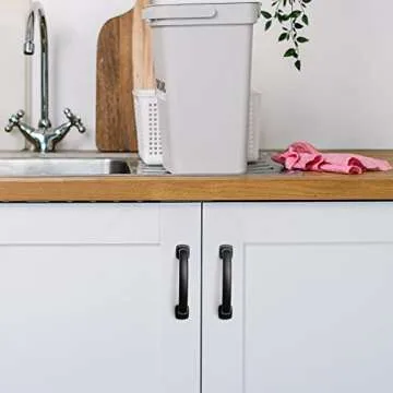 Ravinte Arch Cabinet Pulls Solid 10 Pack 3 Inch Matte Black Kitchen Cabinet Handles Flat Square Foot Curved Drawer Pulls Hardware for Kitchen Cabinet