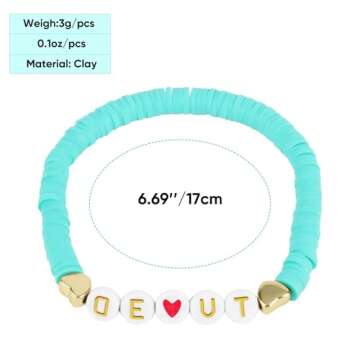 SALAV 11 Pcs Friendship Bracelets, Inspired Letter Bracelets Set, Colorful Stretchy Heishi Preppy Bracelets, Singer Music Lovers Fans Concert Merch Gifts for Women Favors