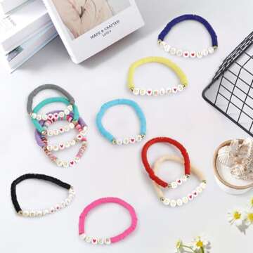 SALAV 11 Pcs Friendship Bracelets, Inspired Letter Bracelets Set, Colorful Stretchy Heishi Preppy Bracelets, Singer Music Lovers Fans Concert Merch Gifts for Women Favors