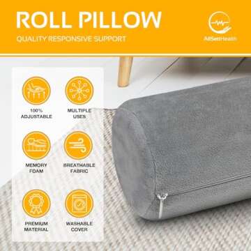 AllSett Health Cervical Neck Roll Memory Foam Pillow, Bolster Pillow, Round Neck Pillows Support for...
