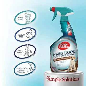 Simple Solution Hard Floor Extreme Pet Stain and Odor Eliminator Spray, Dog and Cat Enzyme Cleaner, Pro-Bacteria Cleaning Power, Strong Urine, Pee and Poop Smell Remover for Hardwood Floors, 32 oz