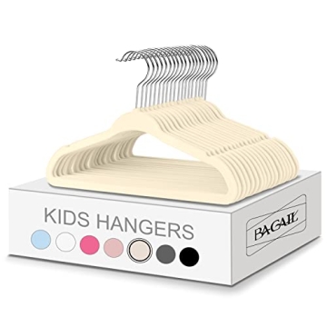 BAGAIL Kids Velvet Hangers 13.75 Inches Children's Clothes Hangers Non-Slip Baby Hangers for Infant/...