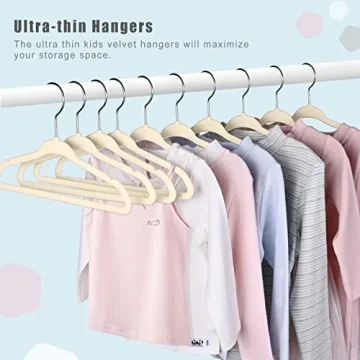 BAGAIL Kids Velvet Hangers for Children's Clothes - 50 Pack