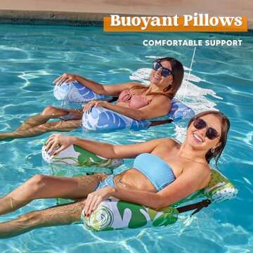 SLOOSH Inflatable Pool Floats - 2 Pack Lounge Chairs
