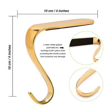 DOYOLLA Christmas Stocking Holders Xmas Fireplace Hanger Hooks Holiday Mantel Garland Clips Metal Gr...