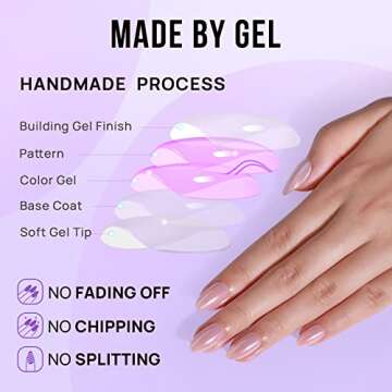 BTArtbox Press On Nails Almond - Short Nude Natural Nails Press Ons, Glue On Nails for Wedding Birthday Gift, Supremely Fit & Glossy Stick On Nails in 15 Sizes - 30 Nail Kit, Nudies