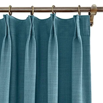 TWOPAGES 84 inch Heavy Blackout Curtain, Aegean Blue