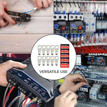 InstallGear 10 Gauge AWG Tinned Pure Copper Lugs Ring Terminals Connectors with Heat Shrink - 10-Pack | Electrical Connectors, Heat Shrink Wire Connectors for 10 Gauge Wire