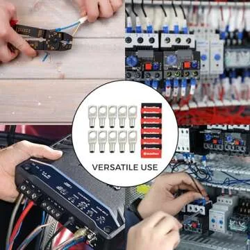 InstallGear 10 Gauge AWG Tinned Pure Copper Lugs Ring Terminals Connectors with Heat Shrink - 10-Pack | Electrical Connectors, Heat Shrink Wire Connectors for 10 Gauge Wire