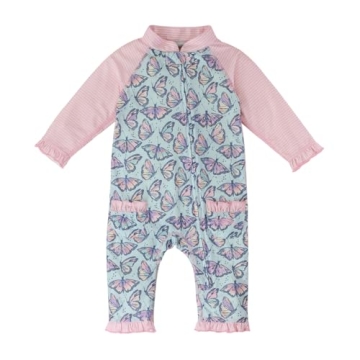 UV SKINZ Baby Girls’ Full Body Swimsuit – Sweet Butterflies 12/18m
