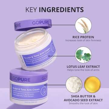 goPure Sculpt & Tone Arm Cream – Firming And Tightening Cream For The Arms, Smooths The Look Of Wrinkles, Deeply Hydrates, Firms The Look Of Crepey Texture On The Arms