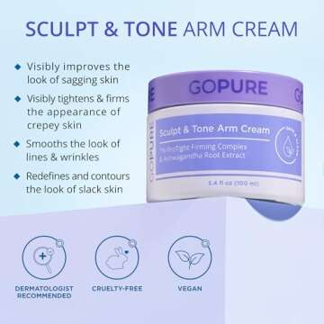 goPure Sculpt & Tone Arm Cream – Firming And Tightening Cream For The Arms, Smooths The Look Of Wrinkles, Deeply Hydrates, Firms The Look Of Crepey Texture On The Arms