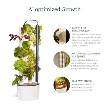 Gardyn Studio Hydroponics Growing System Kit & Vertical Indoor Garden Planter | Smart Herb Garden | Includes 16 Non-GMO Indoor Plants, Herbs, Vegetables & LED Grow Light for Your Home Gardening System