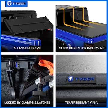 Tyger Auto T3 Soft Tri-fold Truck Bed Tonneau Cover Compatible with 2020-2024 Jeep Gladiator JT | 5'...