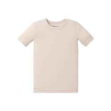 AVAUMA Newborn Baby Little Boys Girls Snug-Fit Pajamas Summer Short Sets Pjs Kids Clothes (S/Beige)