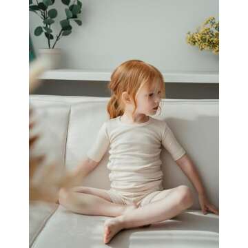 AVAUMA Newborn Baby Little Boys Girls Snug-Fit Pajamas Summer Short Sets Pjs Kids Clothes (S/Beige)