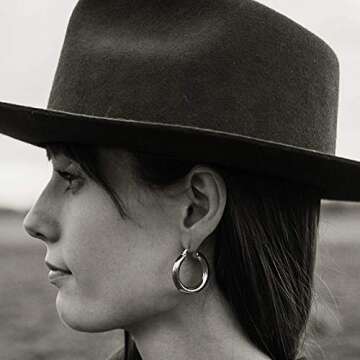 925 Sterling Silver Post Chunky Hoop Earrings | 30mm Sterling Silver Post Leverback Medium Hoops for...