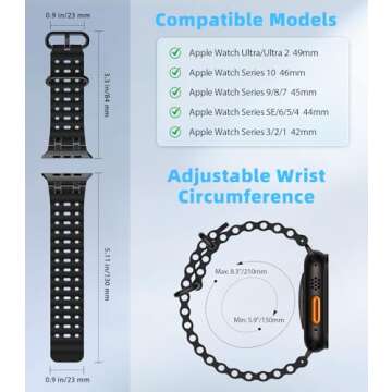 MoKo Ocean Band for Apple Watch Ultra 2 - Breathable Silicone Strap for Adventure and Fitness
