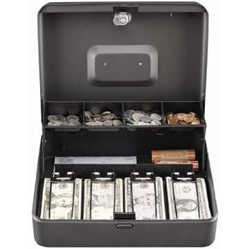 Durable MMF STEELMASTER Cash Box with Tiered Tray Design