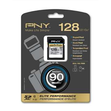 PNY Elite Performance 128GB High Speed SDXC Class 10 UHS-I, U3 Up to 95MB/sec Flash Card - P-SDX128U1H-GE