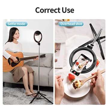 yAyusi Overhead Phone Mount with Portable Ring Light, 360° Rotation Phone Stand for Recording, 1800...