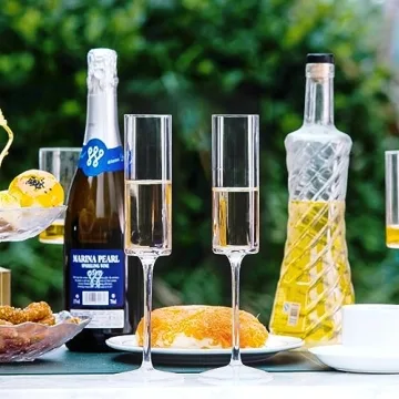 BACLIFE Crystal Champagne Flutes Set of 6 for Parties