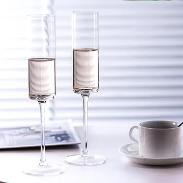 BACLIFE Crystal Champagne Flutes Set of 6 for Parties