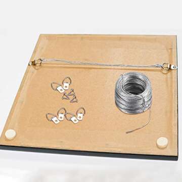 EAONE Picture Hanging Kit, Including Picture Hanging Wire (100 Feet) and 70 Pieces D-Ring Picture Hangers with 70 Silver Padded Screws
