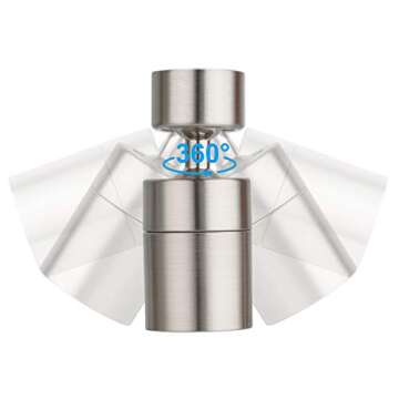 Hibbent NSF/ANSI/CAN 61 Certified 360 Degree Swivel Sink Faucet Aerator, CUPC Certification Big Angle Water Saving Dual Function Kitchen Faucet Aerator,55/64 Inch Female Thread, Brushed-Nickel