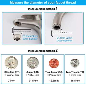 Hibbent NSF/ANSI/CAN 61 Certified 360 Degree Swivel Sink Faucet Aerator, CUPC Certification Big Angle Water Saving Dual Function Kitchen Faucet Aerator,55/64 Inch Female Thread, Brushed-Nickel