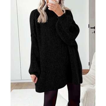 BTFBM Women's Long Pullover Sweaters 2025 Fall Winter Mock Neck Long Sleeve Thick Oversized Casual K...