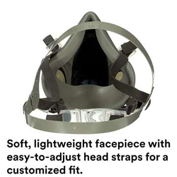 3M Half Facepiece Reusable Respirator 6300, NIOSH, Four-Point Harness, Comfortable Fit, Dual Airline...