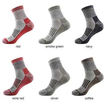 ECOEY Men's Merino Wool Cushioned Hiking Trekking Socks 4 Pairs, Quarter Length with Moisture Wicking (Coffee, US Shoe Size: Men 12-15/Women 13.5-15.5)