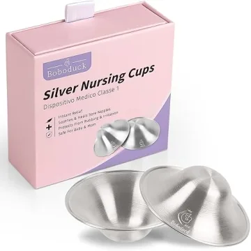 Boboduck The Original Silver Nursing Cups - Nipple Shields for Nursing Newborn, Newborn Breastfeedin...
