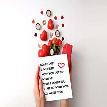 Ziwenhu Happy Valentines Day Gifts for Him Her, Humorous Mens Birthday Vday Wedding Anniversary Card, Sometimes I Wonder How You Put Up With Me…
