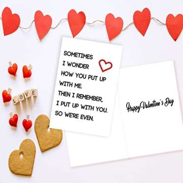 Ziwenhu Happy Valentines Day Gifts for Him Her, Humorous Mens Birthday Vday Wedding Anniversary Card, Sometimes I Wonder How You Put Up With Me…