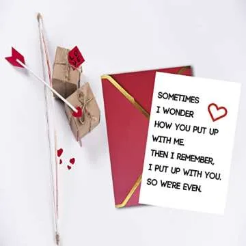 Ziwenhu Happy Valentines Day Gifts for Him Her, Humorous Mens Birthday Vday Wedding Anniversary Card, Sometimes I Wonder How You Put Up With Me…