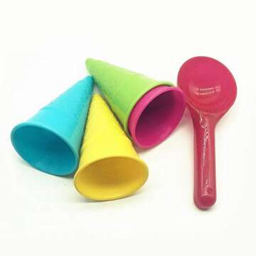 TOYANDONA 5pcs Beach Toys Plastic Ice Cream Cones Scoop Kids Seaside Play Sand Toys for Children Toddlers (Random Color)