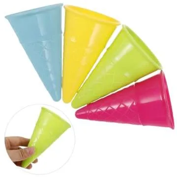TOYANDONA 5pcs Beach Toys Plastic Ice Cream Cones Scoop Kids Seaside Play Sand Toys for Children Toddlers (Random Color)