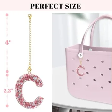 NZNDB Bag Charms for Bogg Bag Accessories, bogg bag accessories charm for Women Girls, personalized letters Decorative for Bitty Bogg Bag Handbags Beach Totes bags(C)