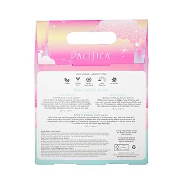 Pacifica Beauty Face Wash Trial Set, Travel Size Toiletries, Sea Foam, Glow Baby, Kale Detox Cleanse...