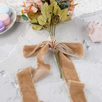 DINDOSAL Camel Velvet Ribbon 1.5 Inch 3 Yards for Gifts