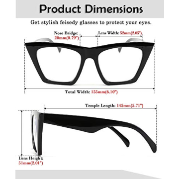 FEISEDY Cat Eye Reading Glasses - Blue Light Blocking Women