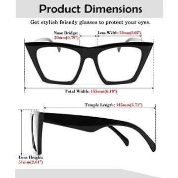 FEISEDY Cat Eye Reading Glasses - Blue Light Blocking Women
