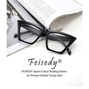 FEISEDY Cat Eye Reading Glasses - Blue Light Blocking Women