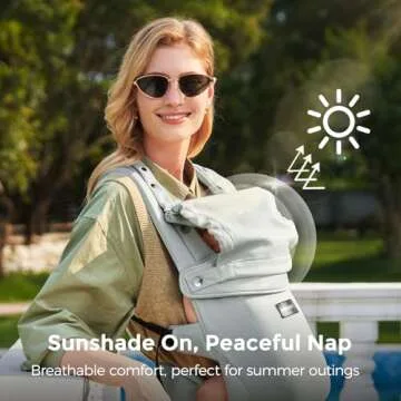 Momcozy Newborn Baby Carrier - Ergonomic, Cozy and Lightweight Carrier for 7-24lbs, Adjustable Neck Support with Sunshield, Breathable Airmesh Perfect for Summer Outing, Silver Grey