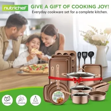 NutriChef 20-Piece Nonstick Cookware Set for All Cooktops